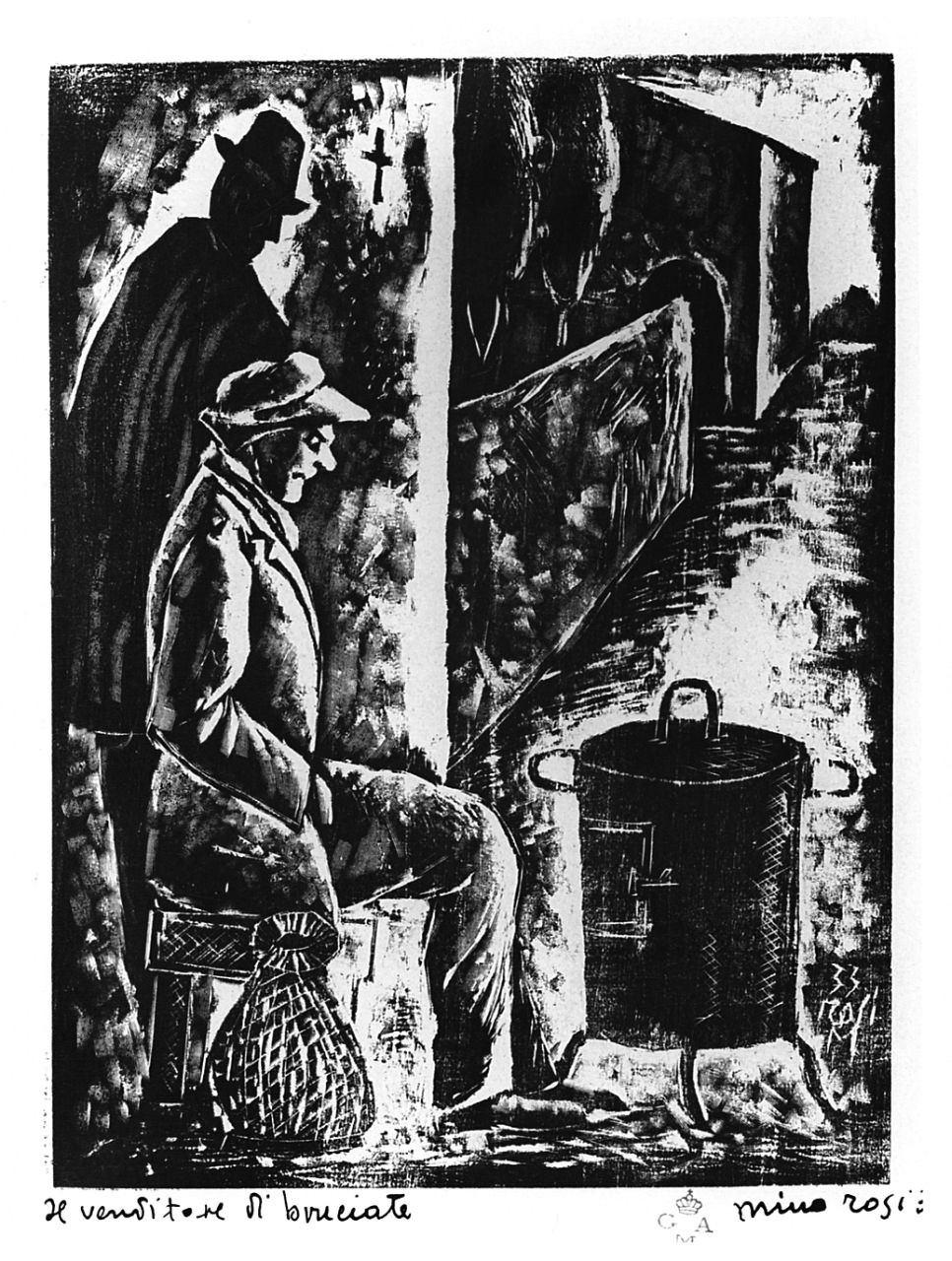 figura maschile (stampa) di Rosi Mino (sec. XX)