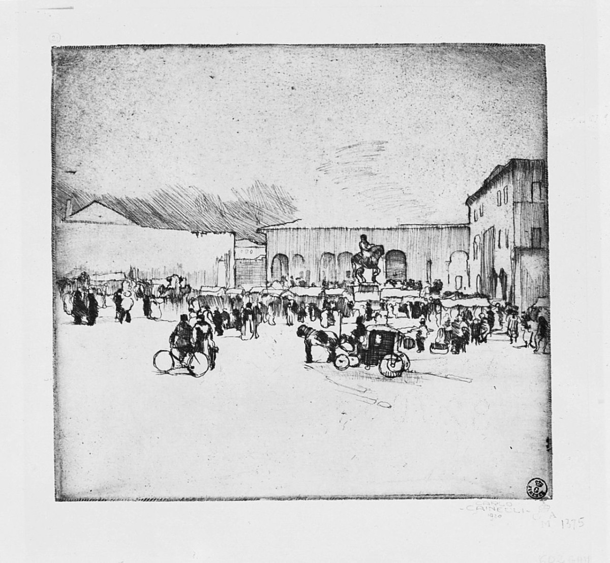 veduta di città (stampa) di Cainelli Carlo (sec. XX)