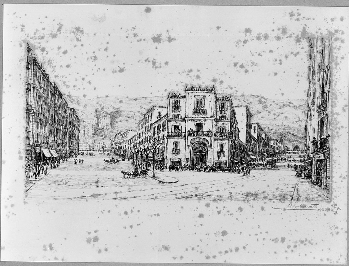 Piazzale della Torretta- Napoli (stampa) di Carbonati Antonio (sec. XX)