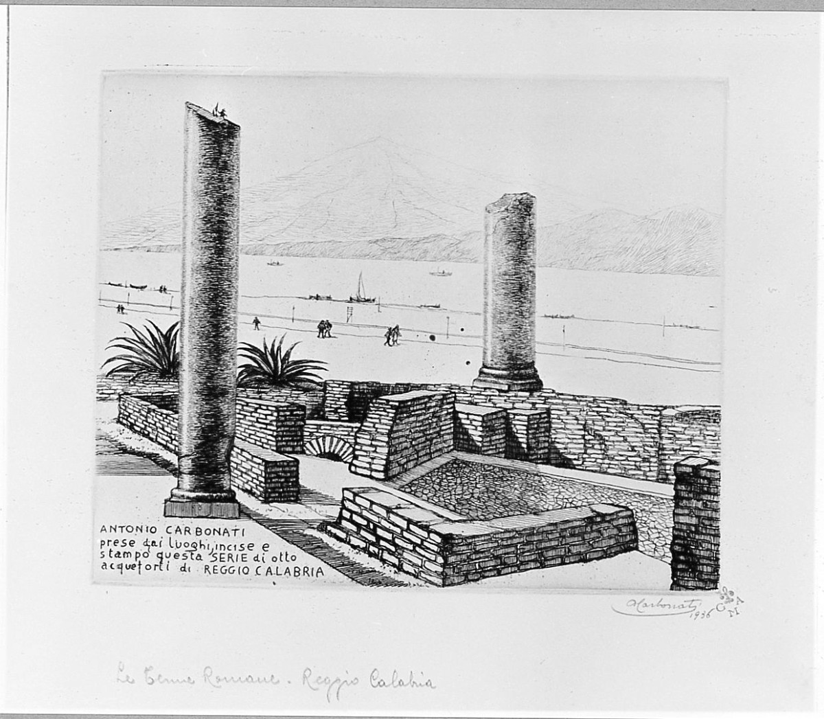 Le Terme Romane - Reggio Calabria (stampa) di Carbonati Antonio (sec. XX)