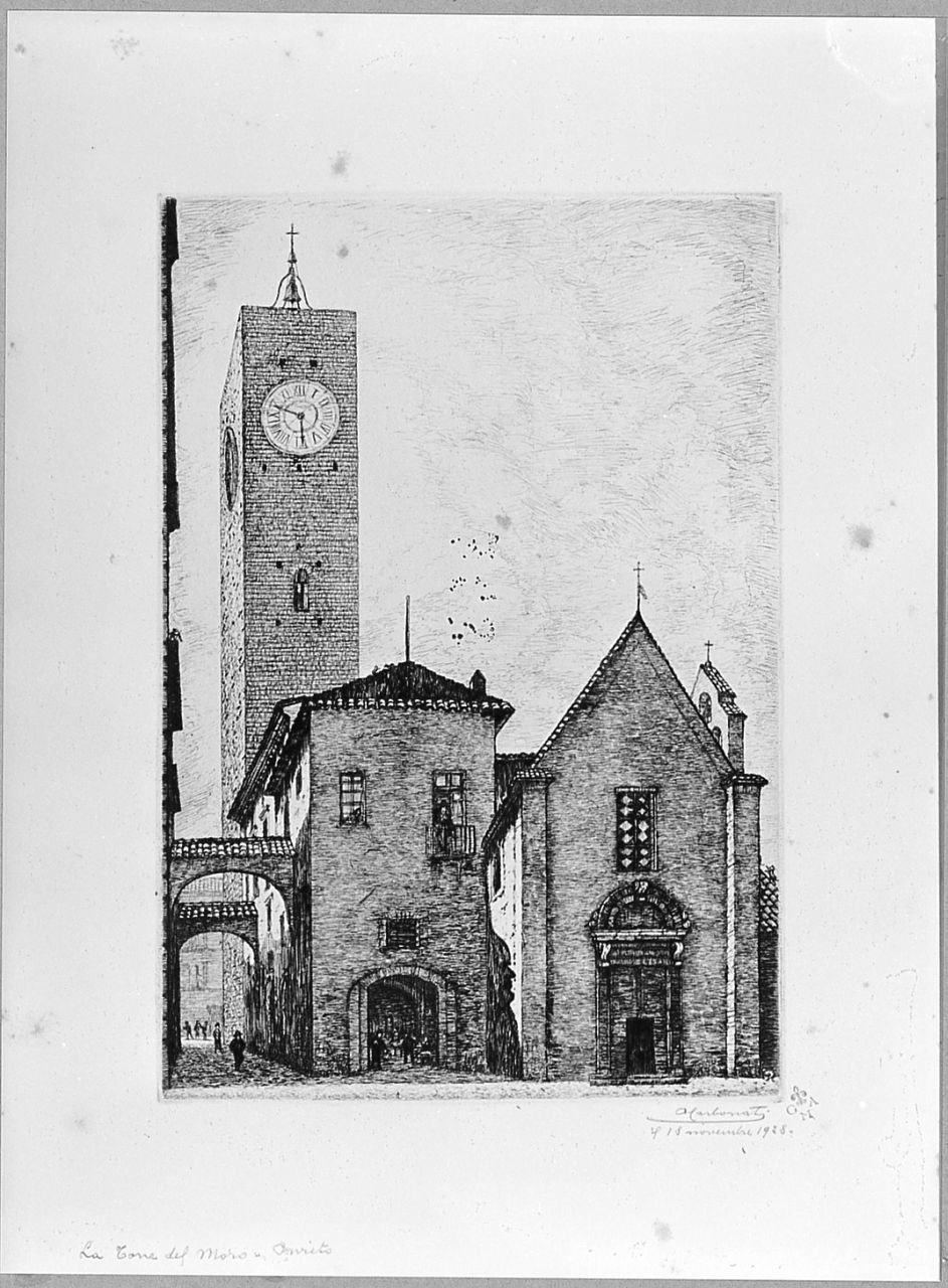 La torre del Moro - Orvieto (stampa) di Carbonati Antonio (sec. XX)