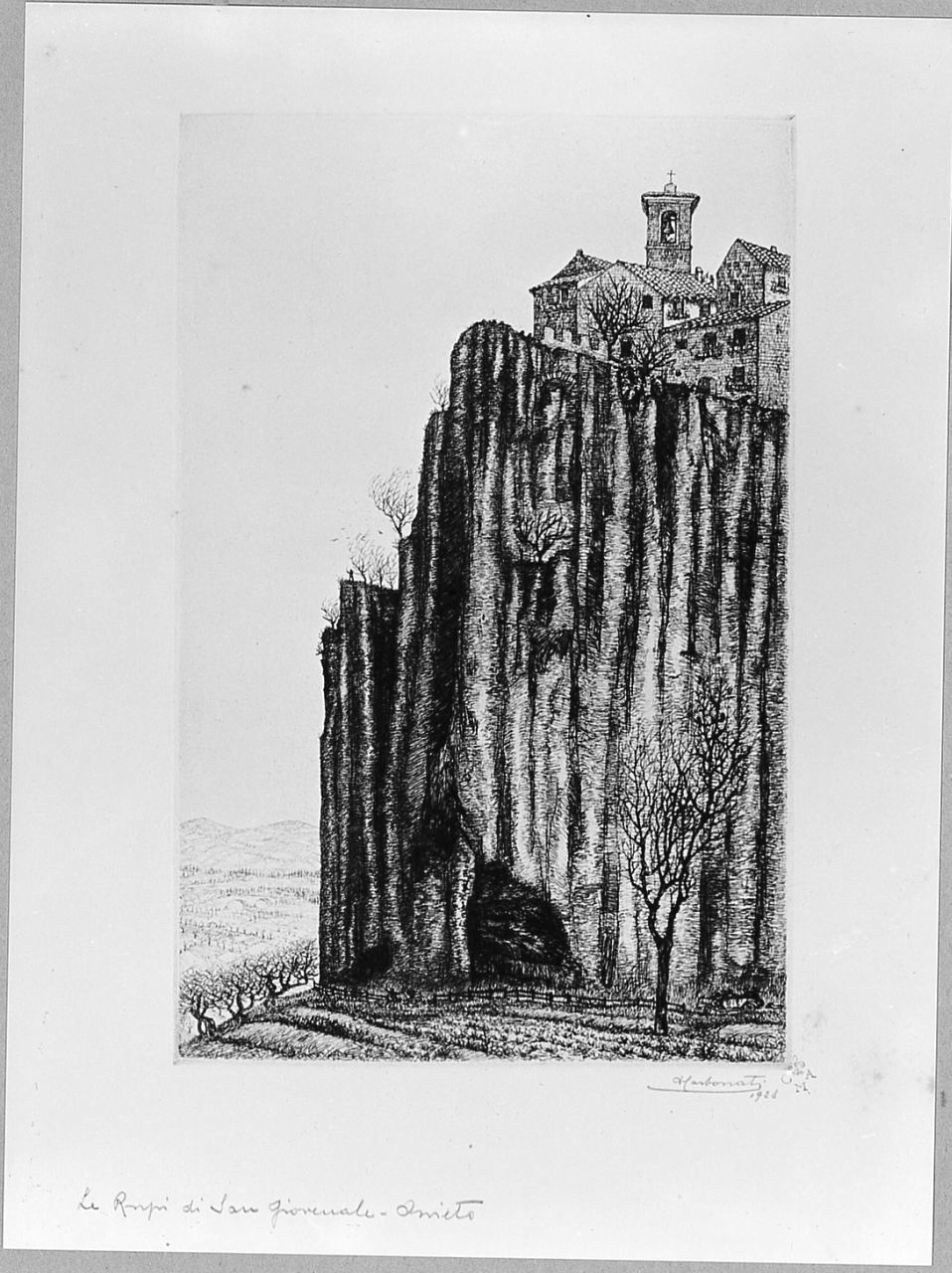 Le Rupi di San Giovenale - Orvieto (stampa) di Carbonati Antonio (sec. XX)