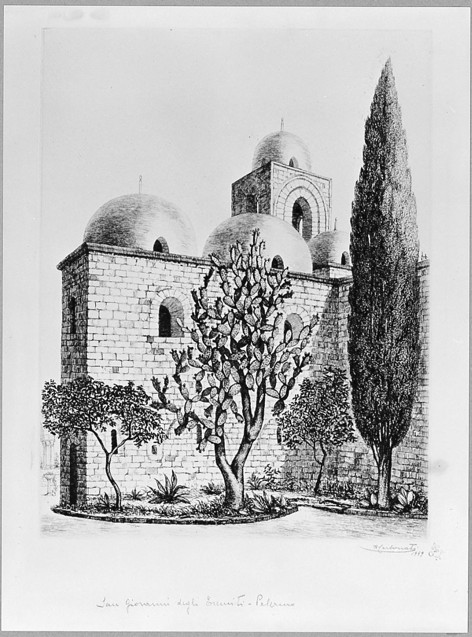 San Giovanni degli Eremiti - Palerrmo (stampa) di Carbonati Antonio (sec. XX)