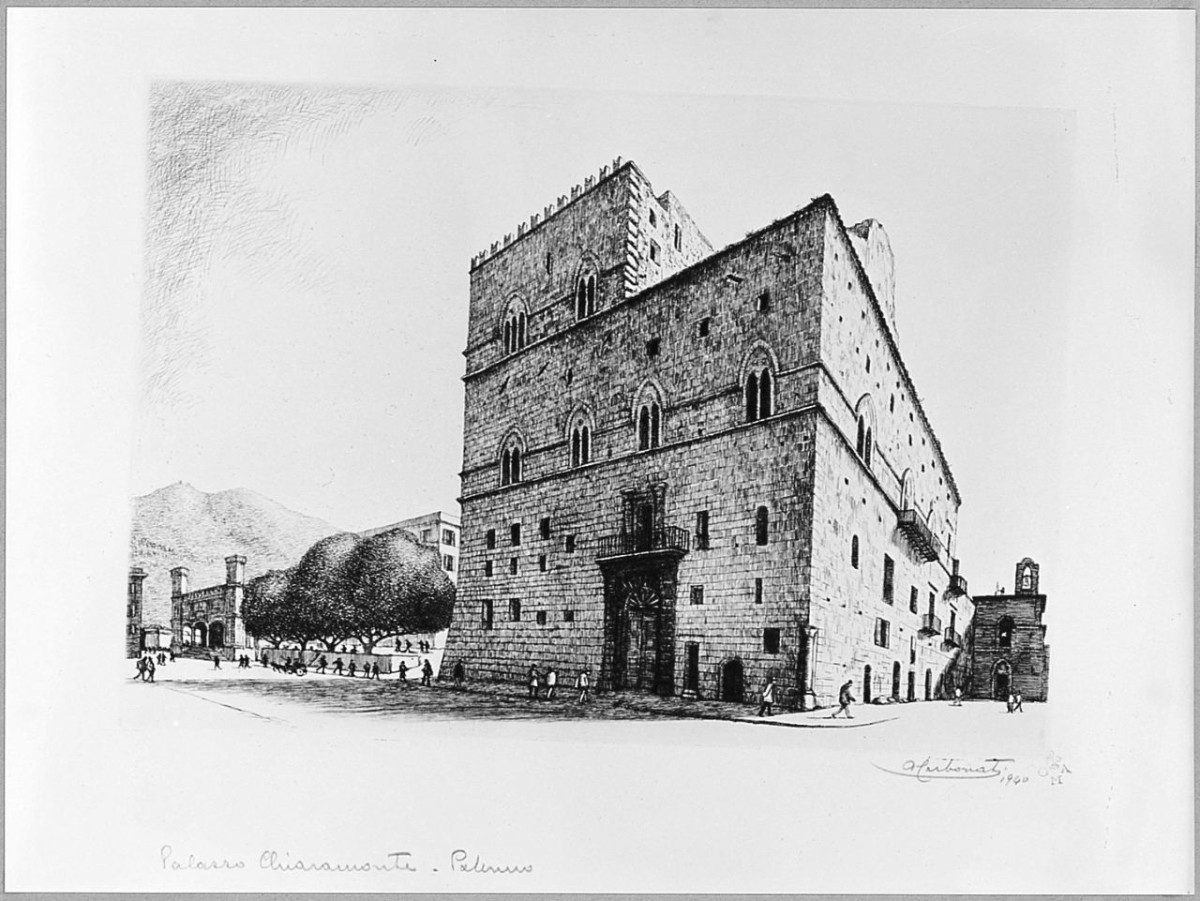 Piazza Chiaramonte - Palermo (stampa) di Carbonati Antonio (sec. XX)
