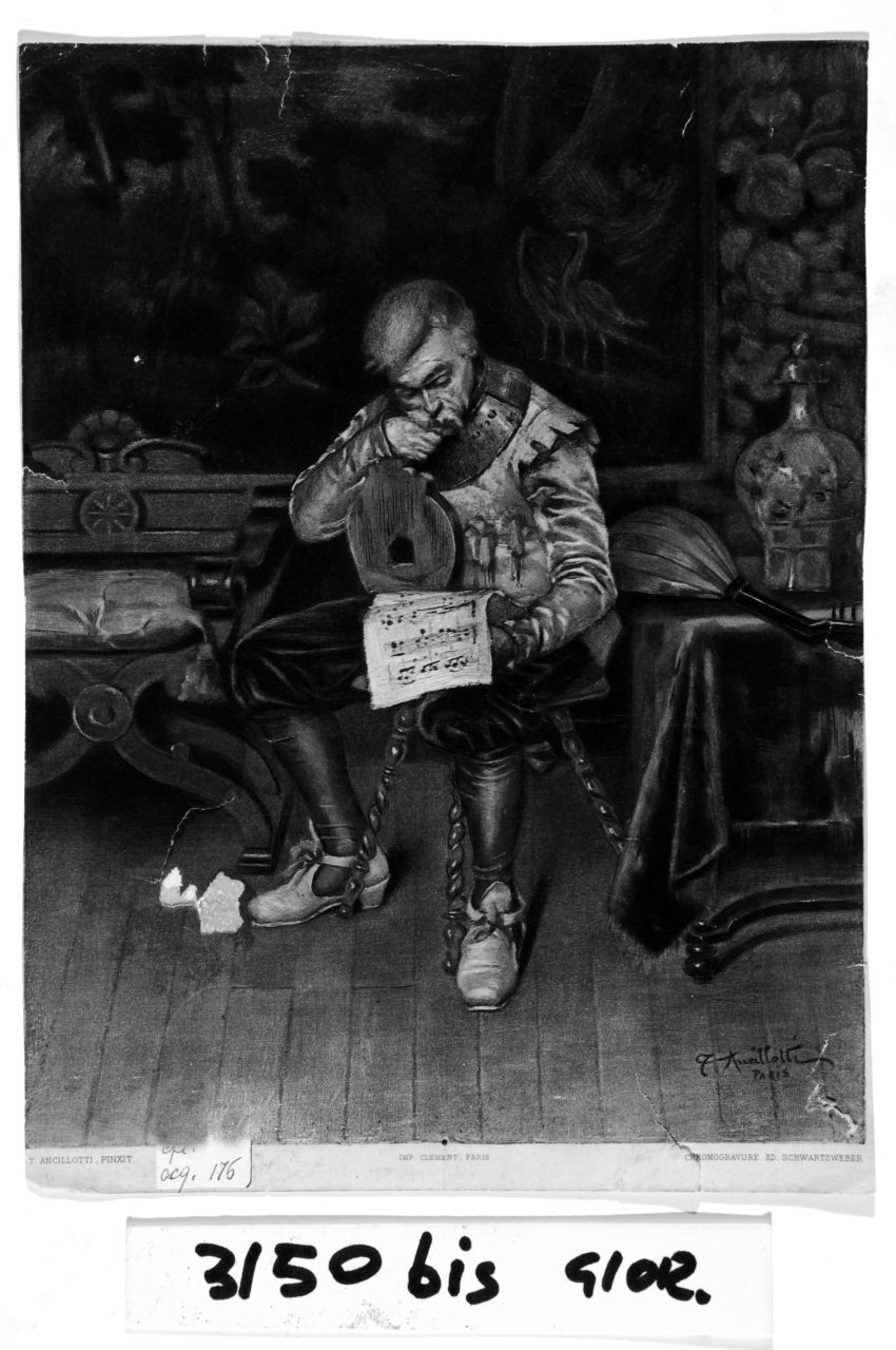 figura maschile seduta (stampa) di Ancillotti Torello (sec. XIX)
