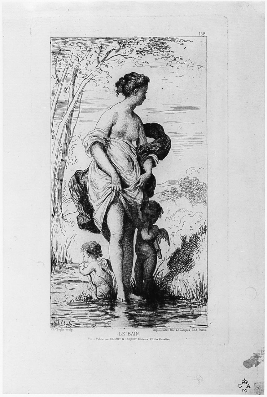 figura femminile panneggiata (stampa) di Chaplin Charles (sec. XIX)