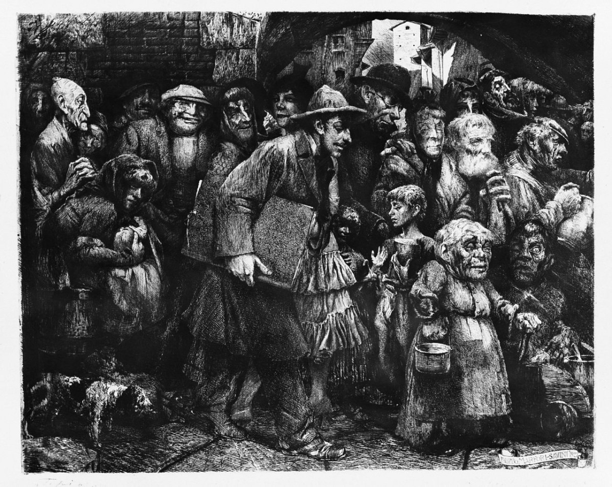 figure maschili e femminili (stampa) di Marfori Savini Filippo (sec. XX)