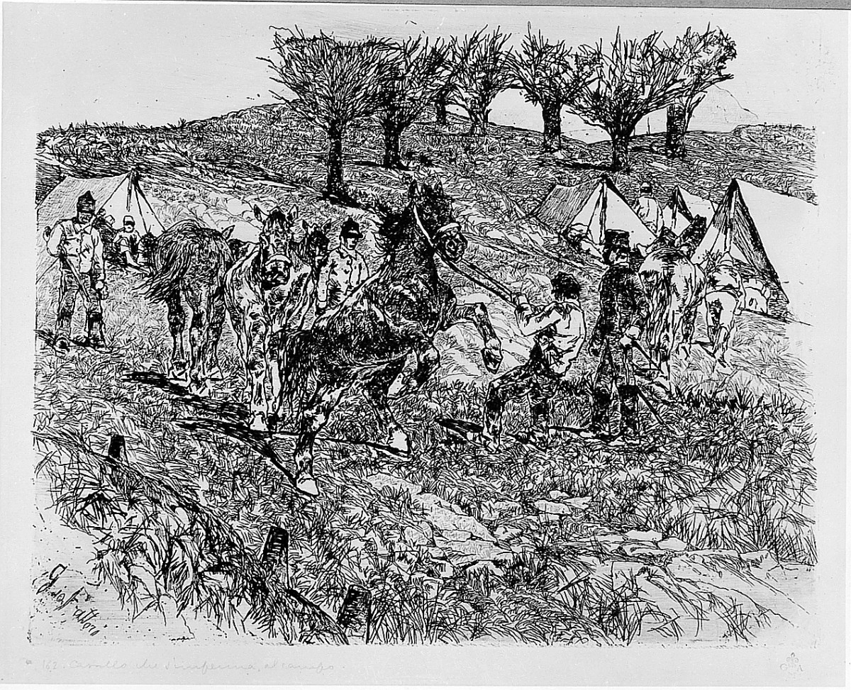 cavallo (stampa) di Fattori Giovanni (sec. XX)