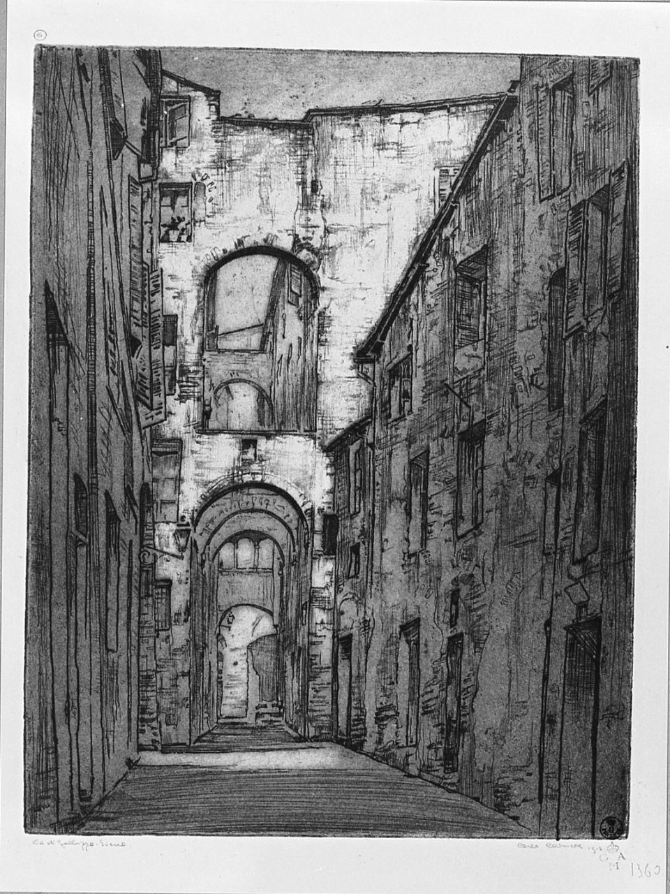 veduta di via di Galluzzo a Siena (stampa) di Cainelli Carlo (sec. XX)