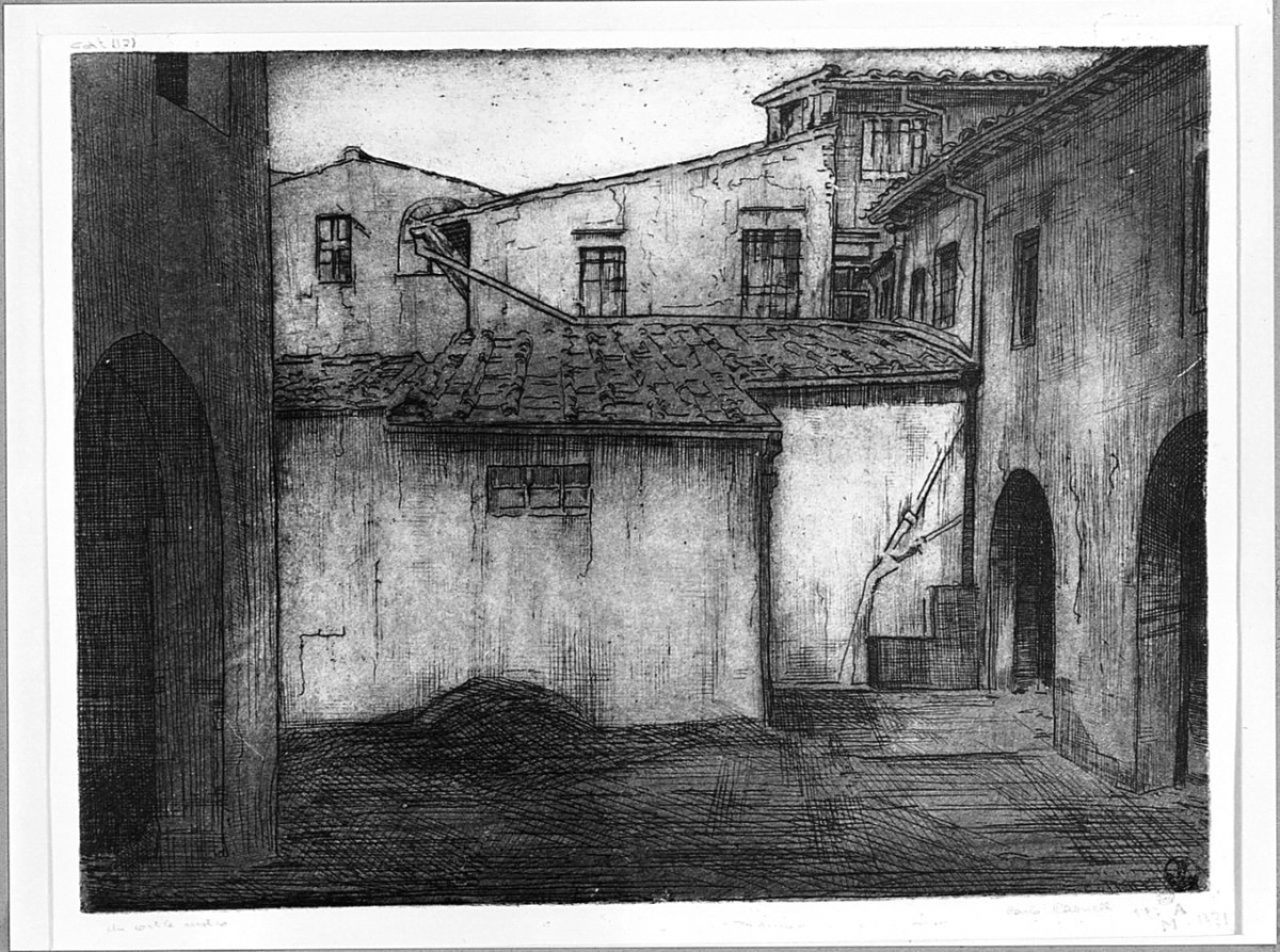 veduta di paese (stampa) di Cainelli Carlo (sec. XX)