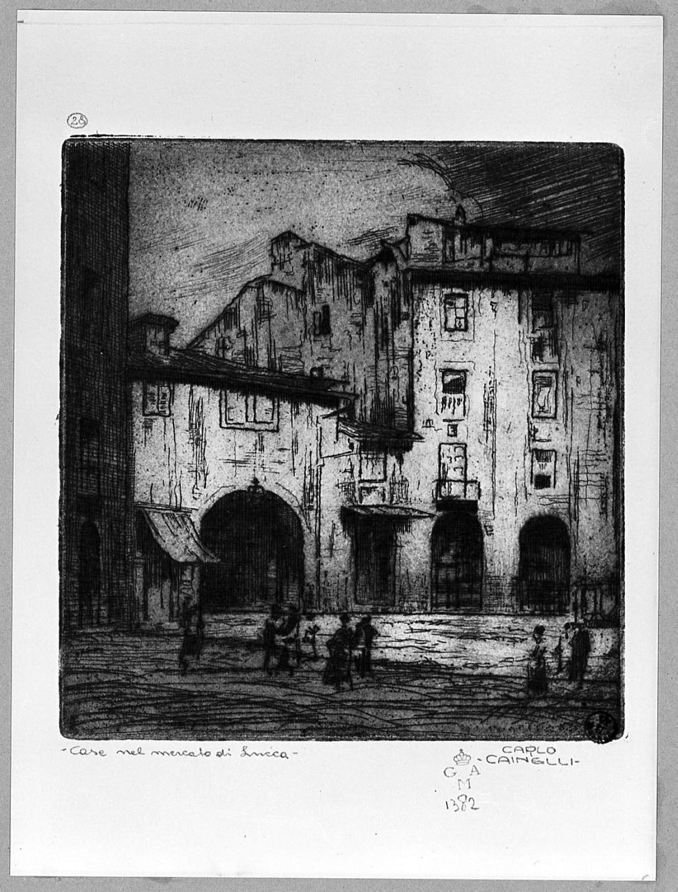 veduta di Lucca (stampa) di Cainelli Carlo (sec. XX)