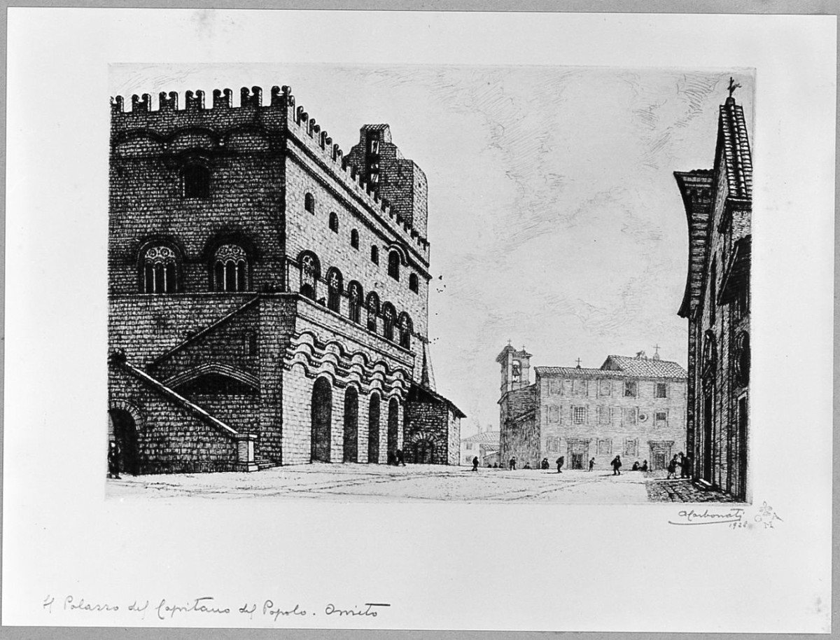 Il Palazzo del Capitano del Popolo Orvieto (stampa) di Carbonati Antonio (sec. XX)