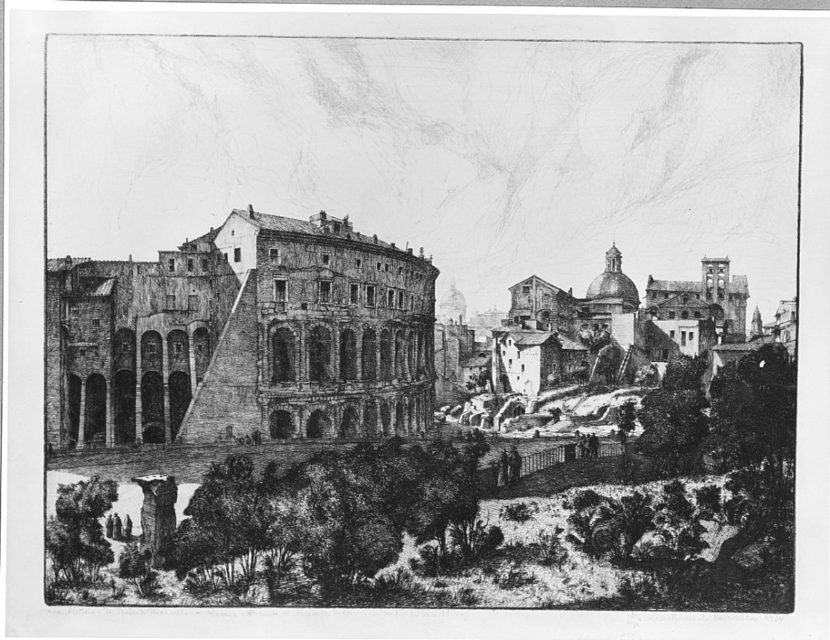 Il teatro di Marcello (stampa) di Barriviera Bianchi Lino (sec. XX)