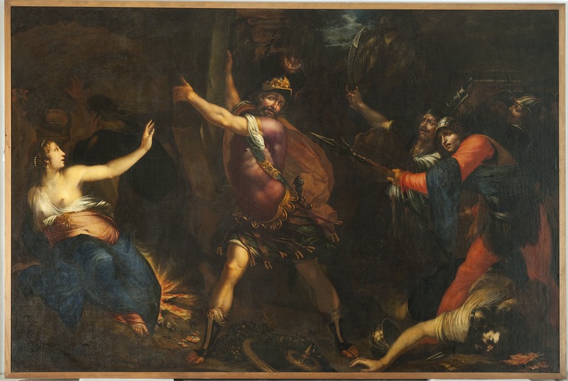 Orlando e Isabella nella grotta dei malandrini (dipinto) di Mannozzi Vincenzo (XVII)