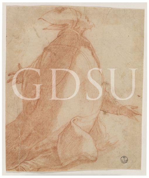 vescovo in ginocchio visto da dietro (disegno) di Fontana Prospero (attribuito) (seconda metà XVI)