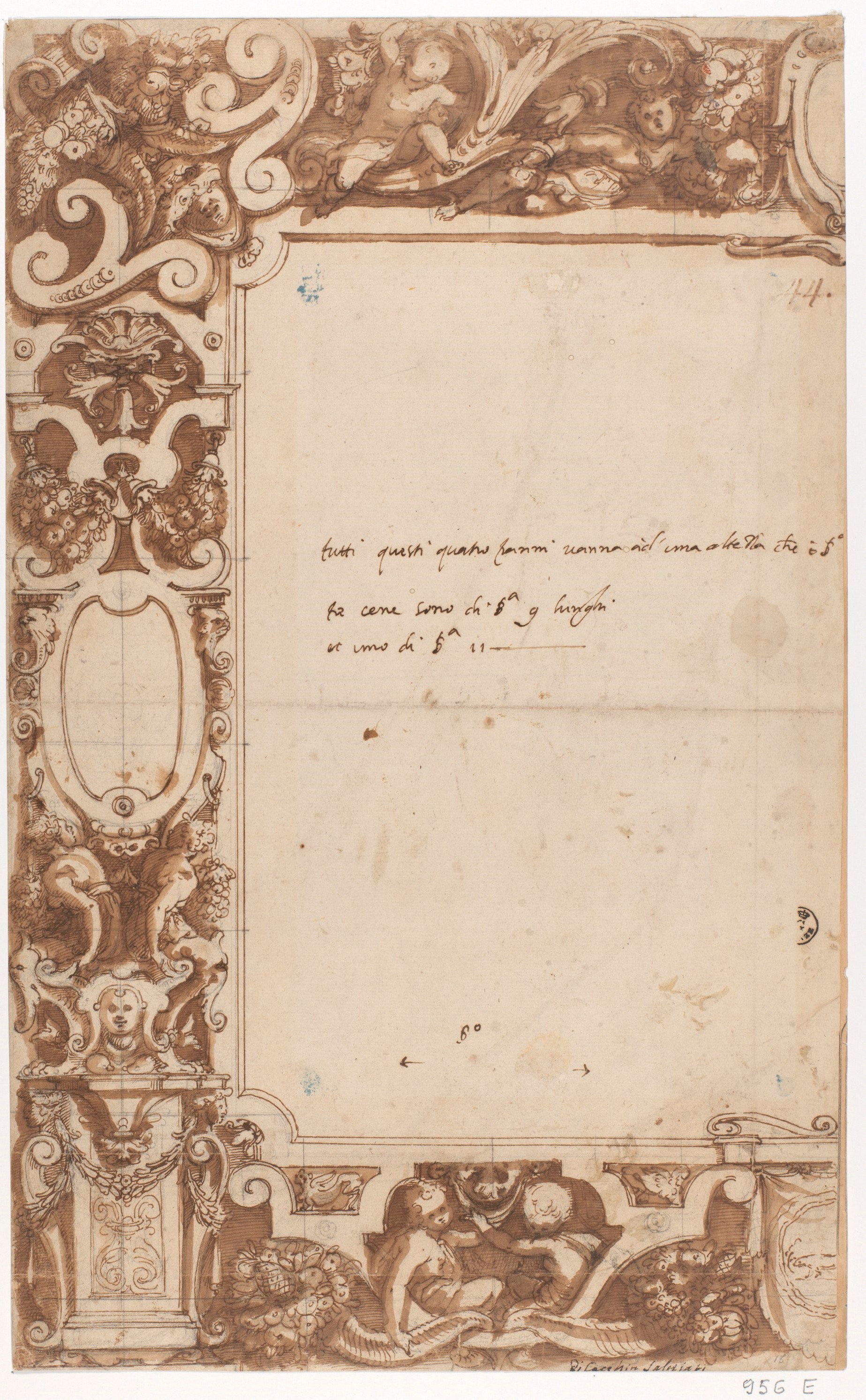 decorazione di bordura per arazzo (disegno) di Allori Alessandro (ultimo quarto XVI)