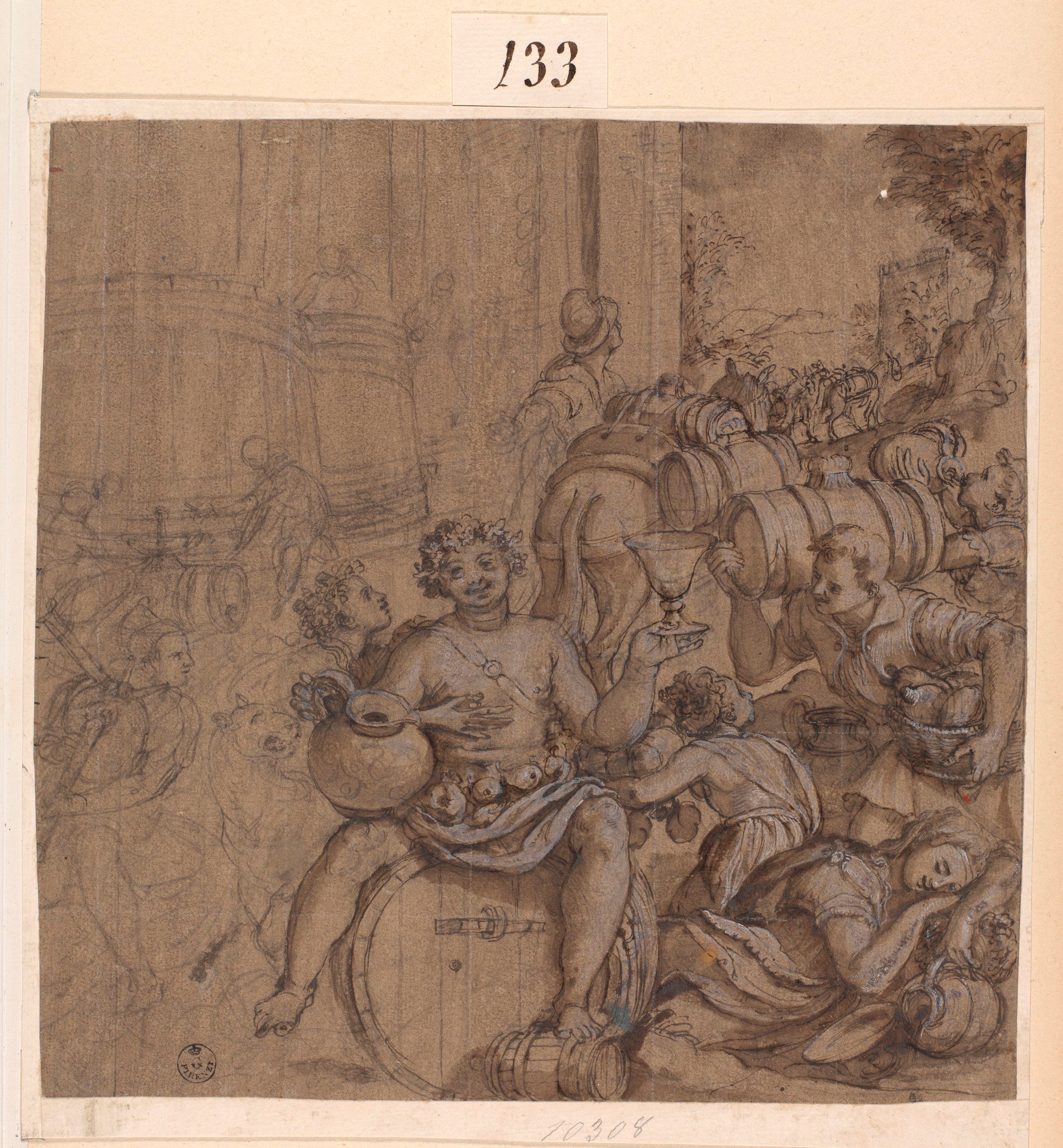 baccanale (disegno) di Allori Alessandro (ultimo quarto sec. XVI)