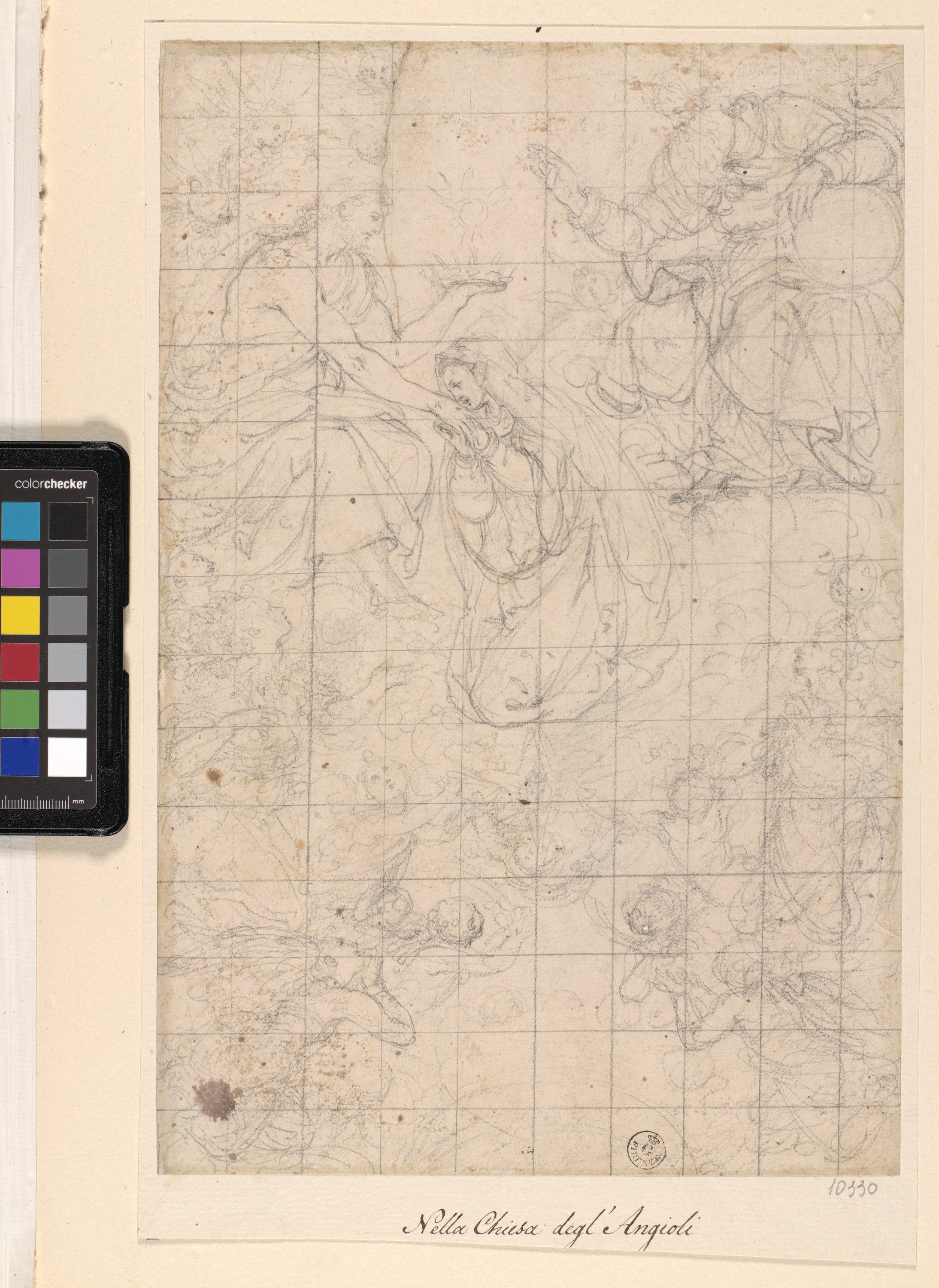 Incoronazione di Maria Vergine (disegno) di Allori Alessandro (fine sec. XVI)