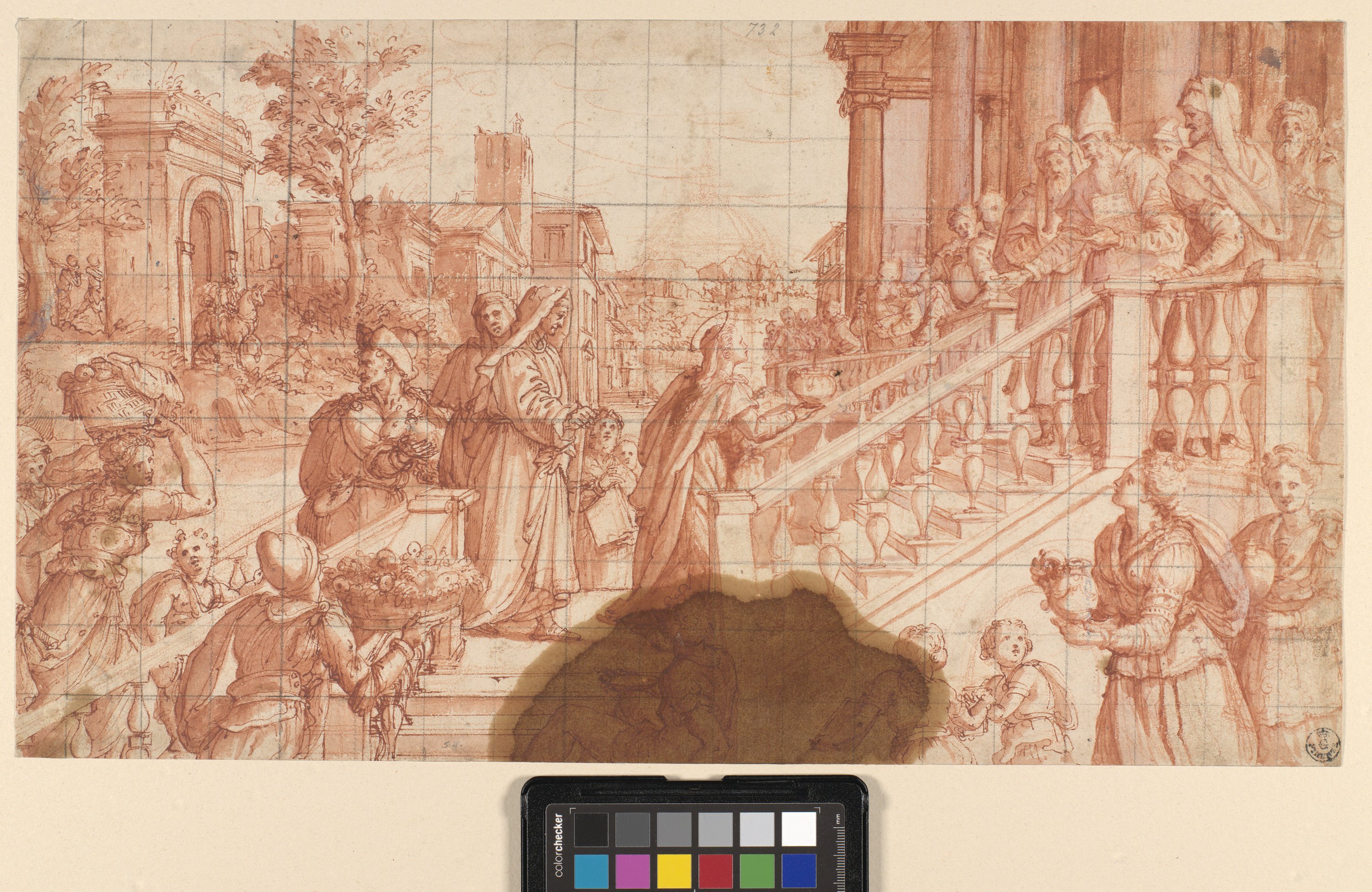 presentazione di Maria Vergine al tempio (disegno) di Allori Alessandro (ultimo quarto XVI)