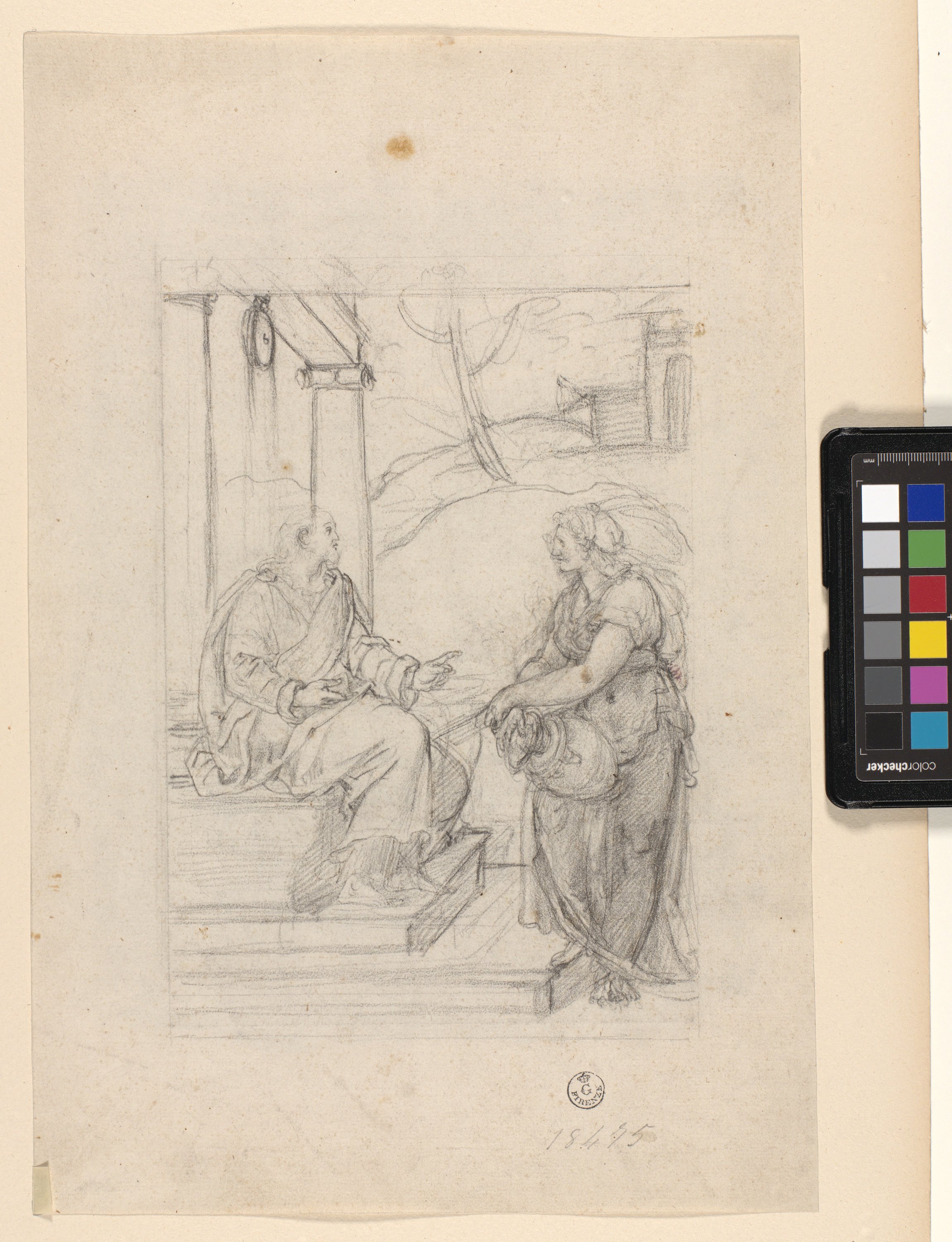 Cristo e la samaritana (disegno) di Allori Alessandro (seconda metà XVI)