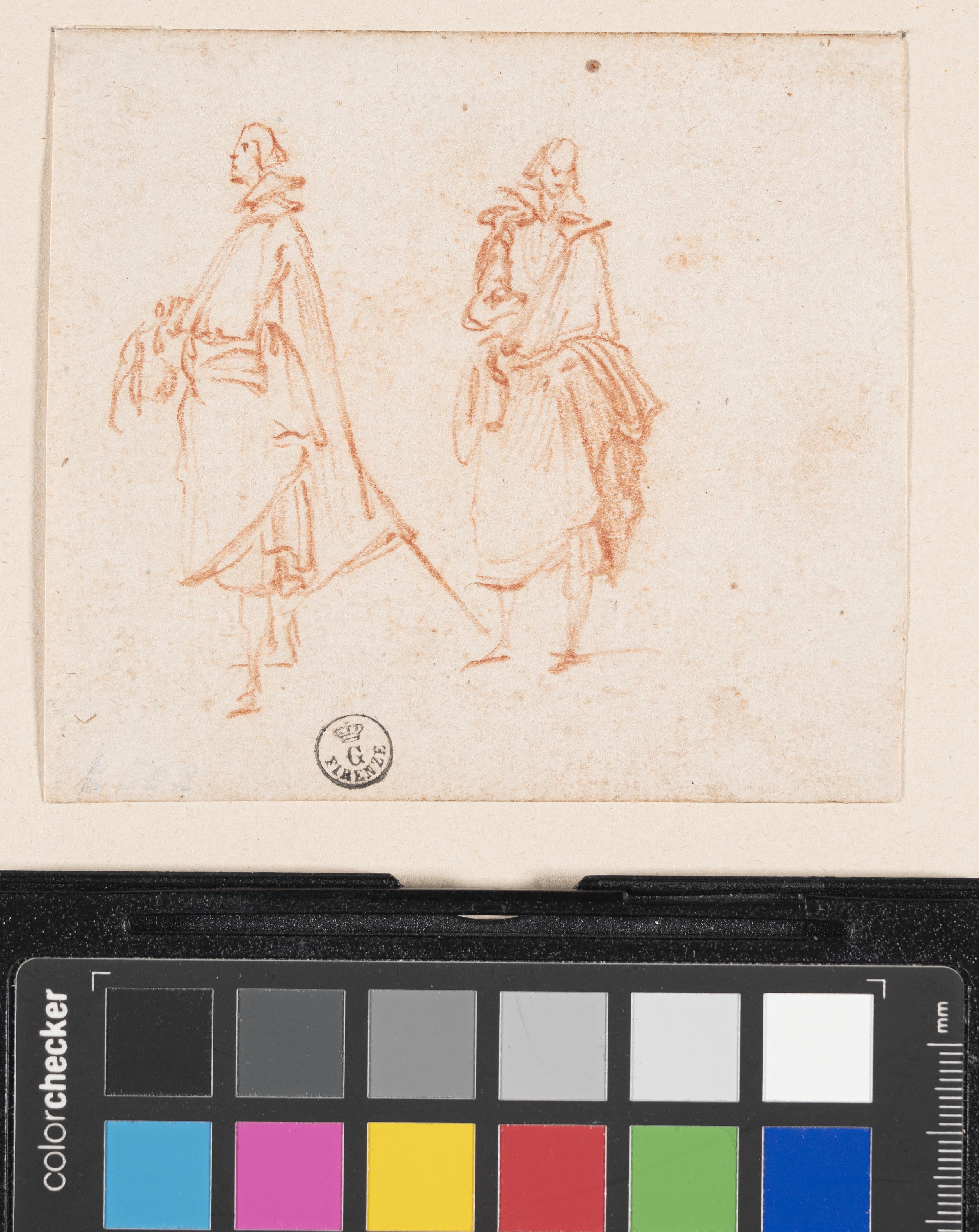 Due figure maschili ammantate con in mano il cappello (disegno) di Callot Jacques (prima metà XVII)