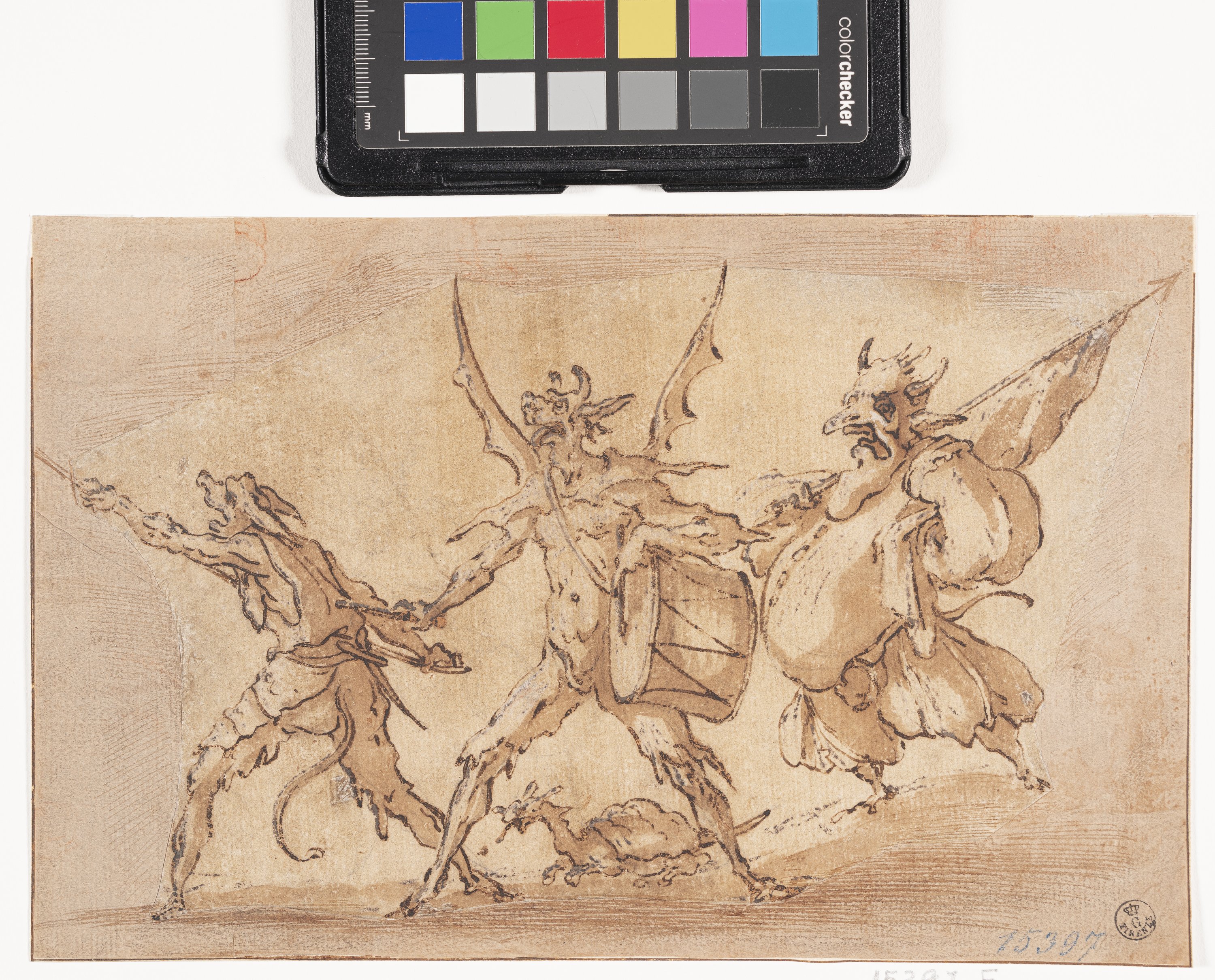 Studio di tre demoni in caricatura (disegno) di Callot Jacques (primo quarto XVII)