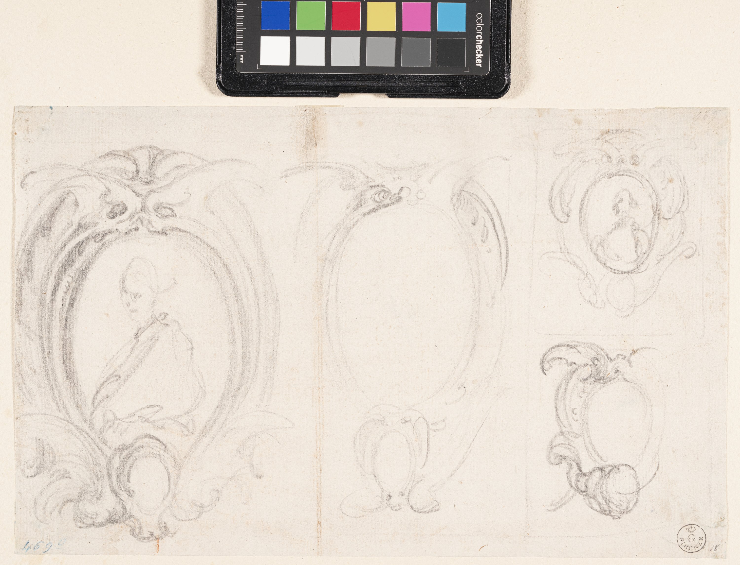 Quattro schizzi di cornice per il ritratto di Cosimo II (disegno) di Callot Jacques (prima metà XVII)