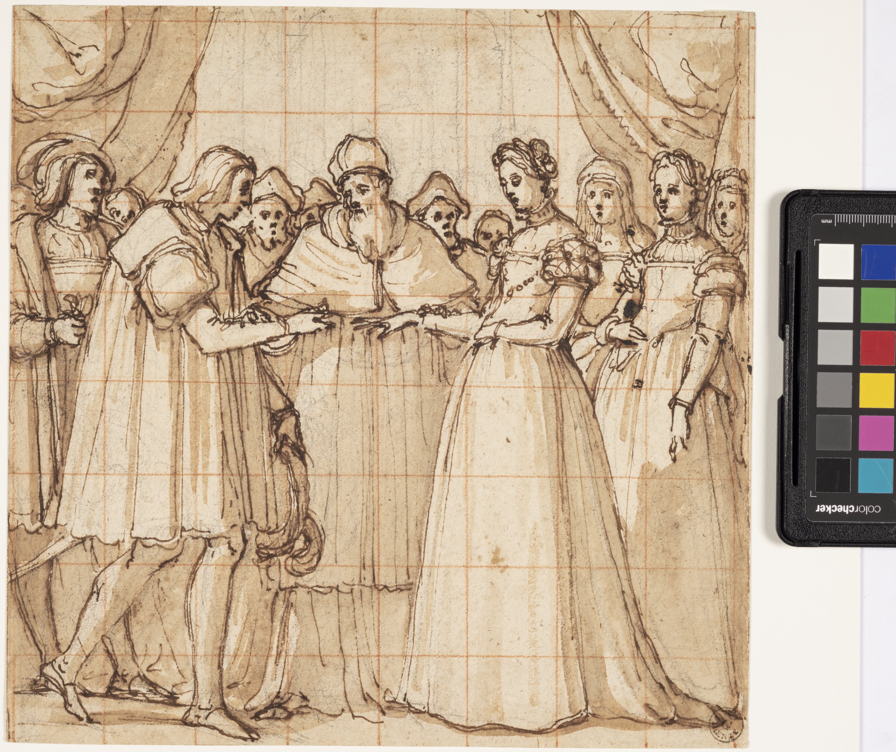 nozze di Caterina de' Medici con Enrico II (disegno) di Chimenti Jacopo detto Empoli (XVI)
