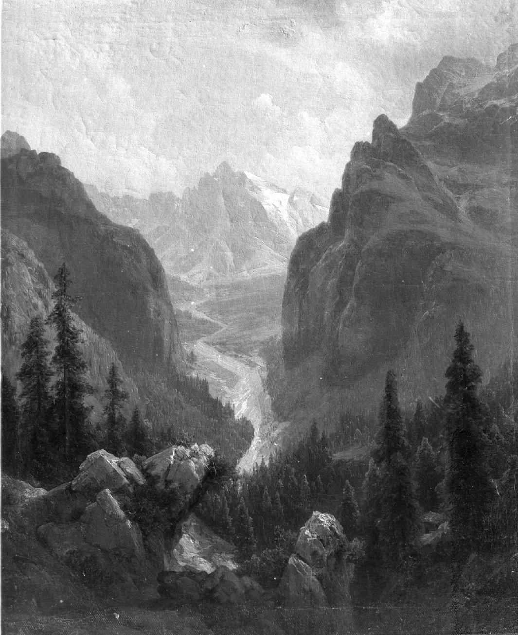 Wimbach Chiusa, Ramsau Berchtesgaden, paesaggio montano (dipinto, opera isolata) di Lange, Julius - ambito tedesco (seconda metà XIX)