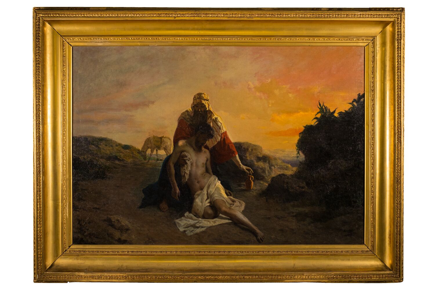 Il buon Samaritano, Scena sacra (dipinto, opera isolata) di Zannoni Giuseppe - ambito veronese (ultimo quarto XIX)
