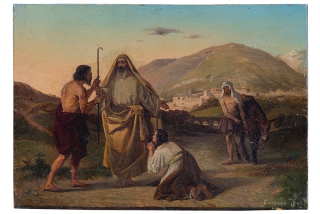Scena biblica, scena biblica (dipinto, opera isolata) di Carcano, Filippo (attribuito) - ambito Italia settentrionale (ultimo quarto XIX)