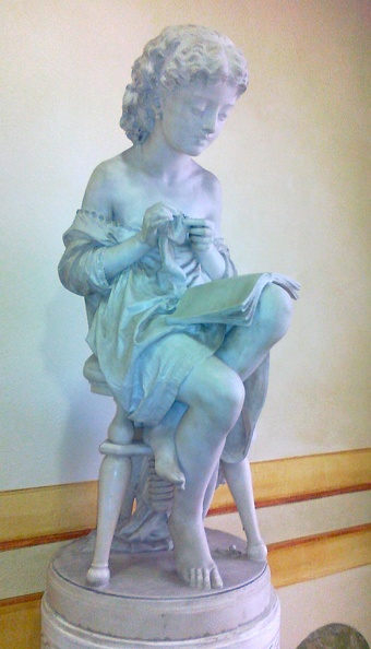 Studio e lavoro, bambina (scultura, opera isolata) di Zannoni, Ugo - ambito Italia settentrionale (terzo quarto XIX)