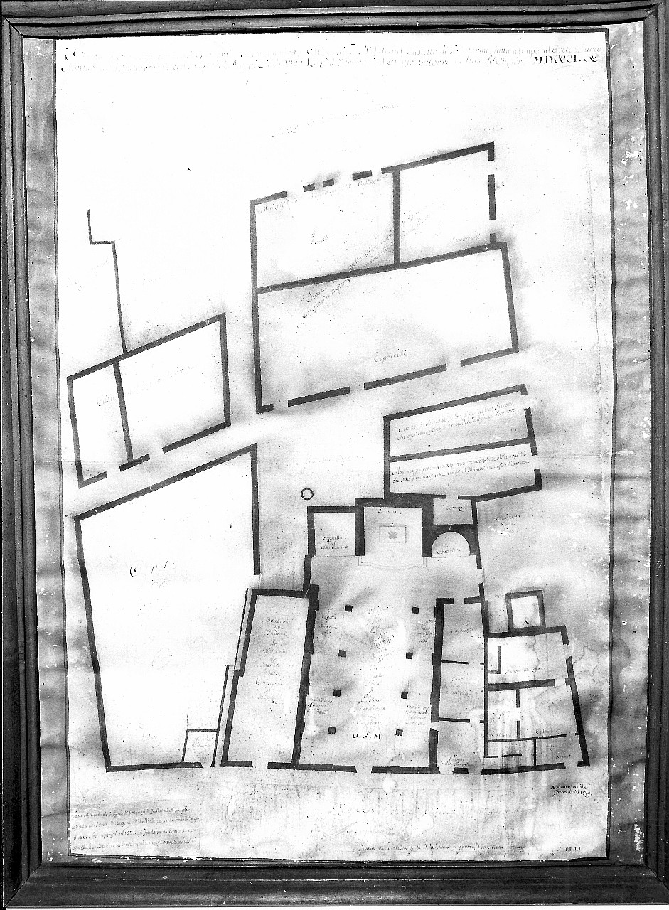 pianta della della canonica e della chiesa di San Michele Arcangelo a Pontorme (disegno architettonico) - ambito toscano (sec. XIX)