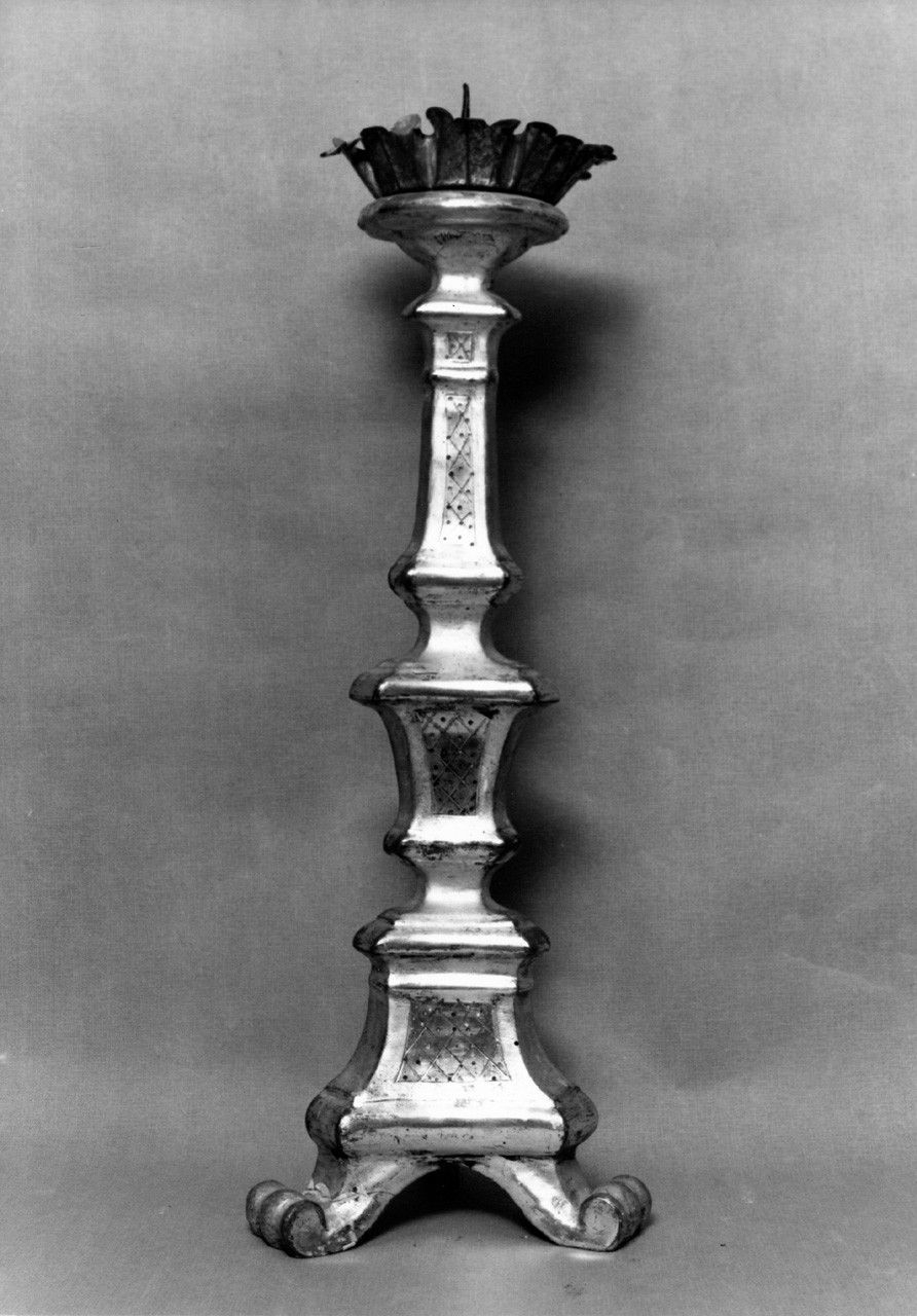 candeliere, serie - bottega toscana (fine/ inizio secc. XVIII/ XIX)