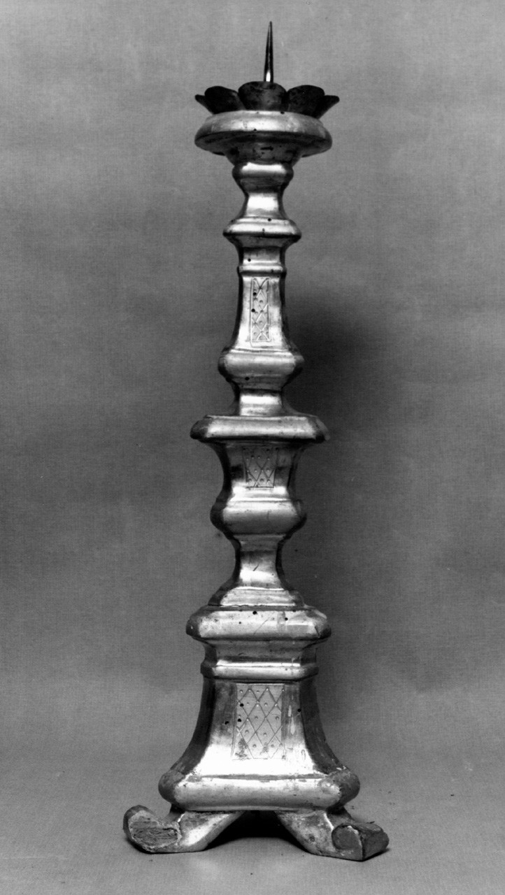 candeliere, serie - bottega toscana (fine/ inizio secc. XVIII/ XIX)