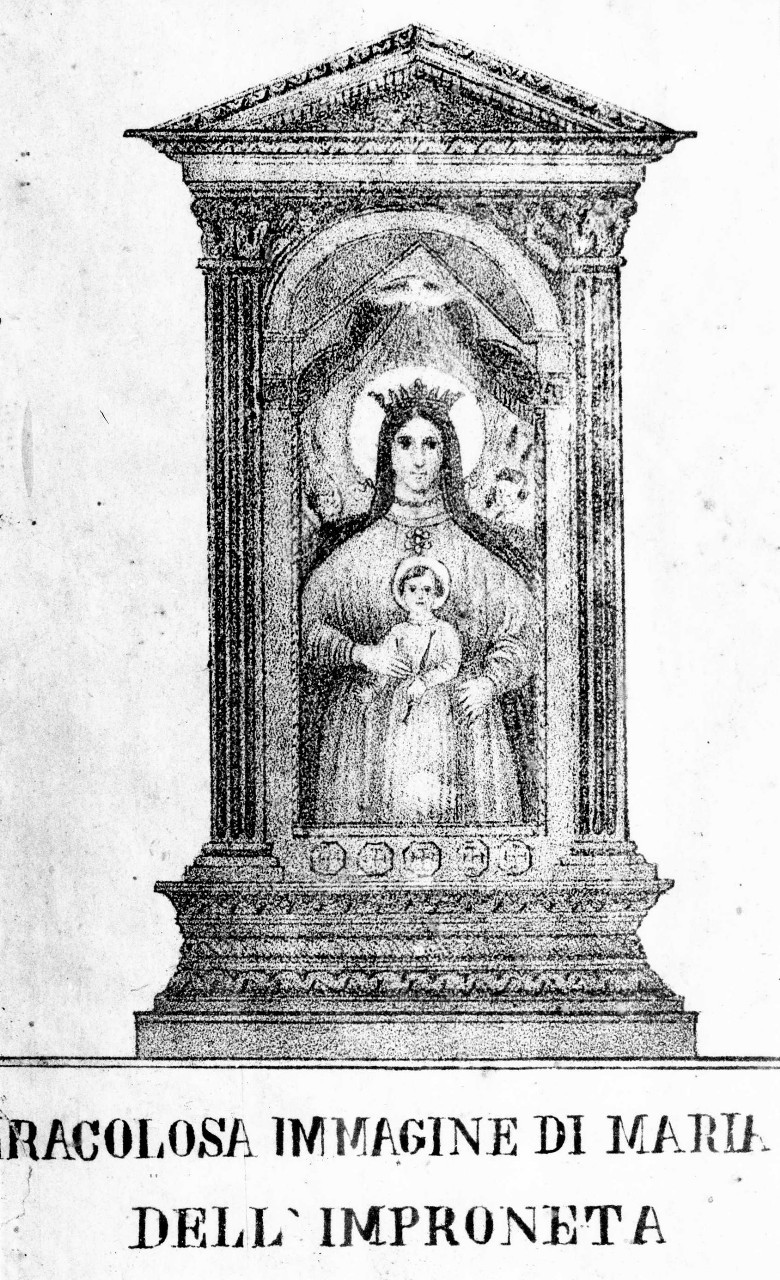 Miracolosa immagine di Maria S. dell'Impruneta, Madonna dell'Impruneta (stampa) - ambito fiorentino (sec. XIX)