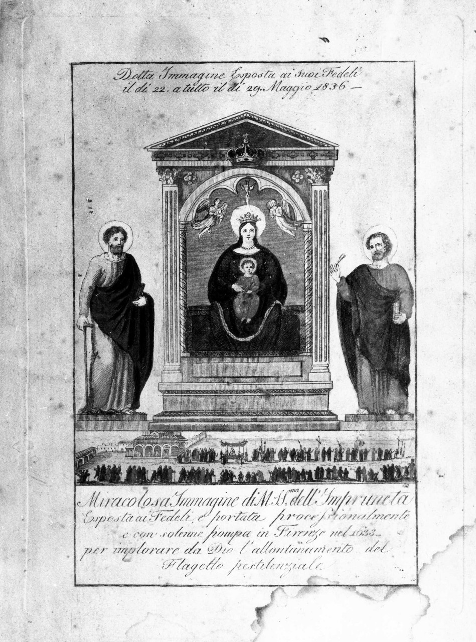 Miracolosa Immagine di M. SS.ma dell'Impruneta, Madonna dell'Impruneta (stampa) - ambito fiorentino (sec. XIX)