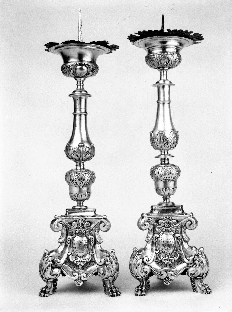 candeliere da chiesa, serie - manifattura italiana (sec. XVII)