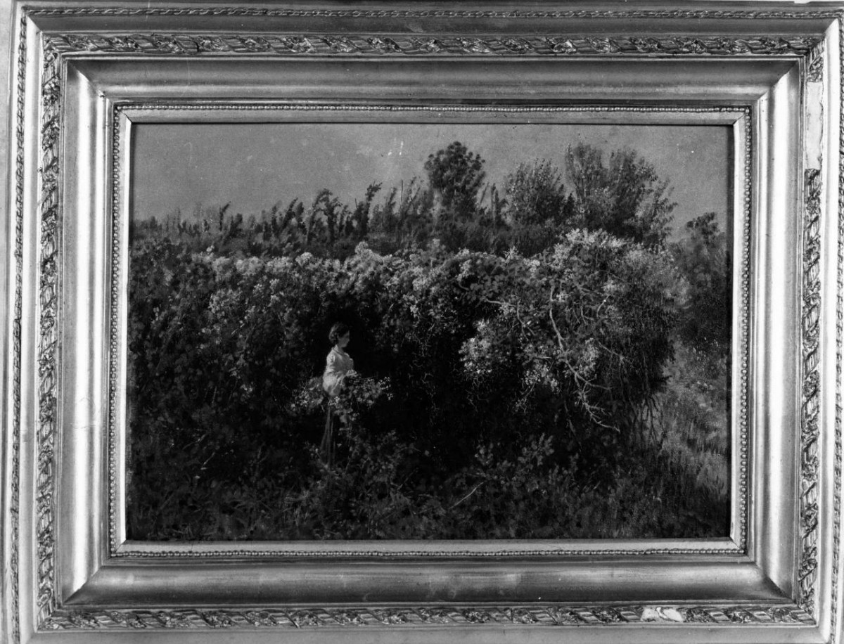 paesaggio con contadina (dipinto) di Carrillo Achille (fine/ inizio sec. XIX)
