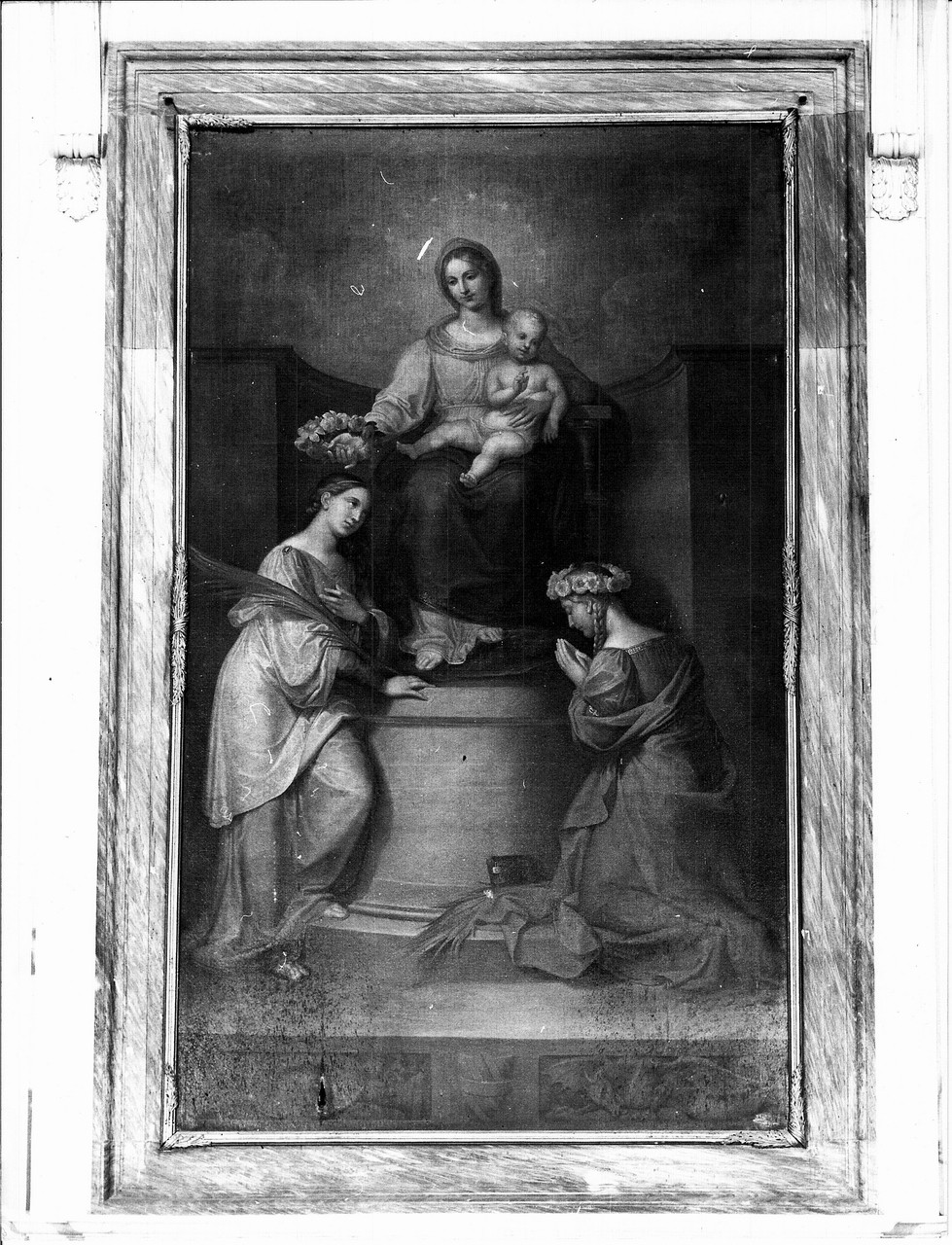 Madonna con Bambino in trono e due sante (dipinto) di Martellini Gasparo (fine/ inizio sec. XIX)