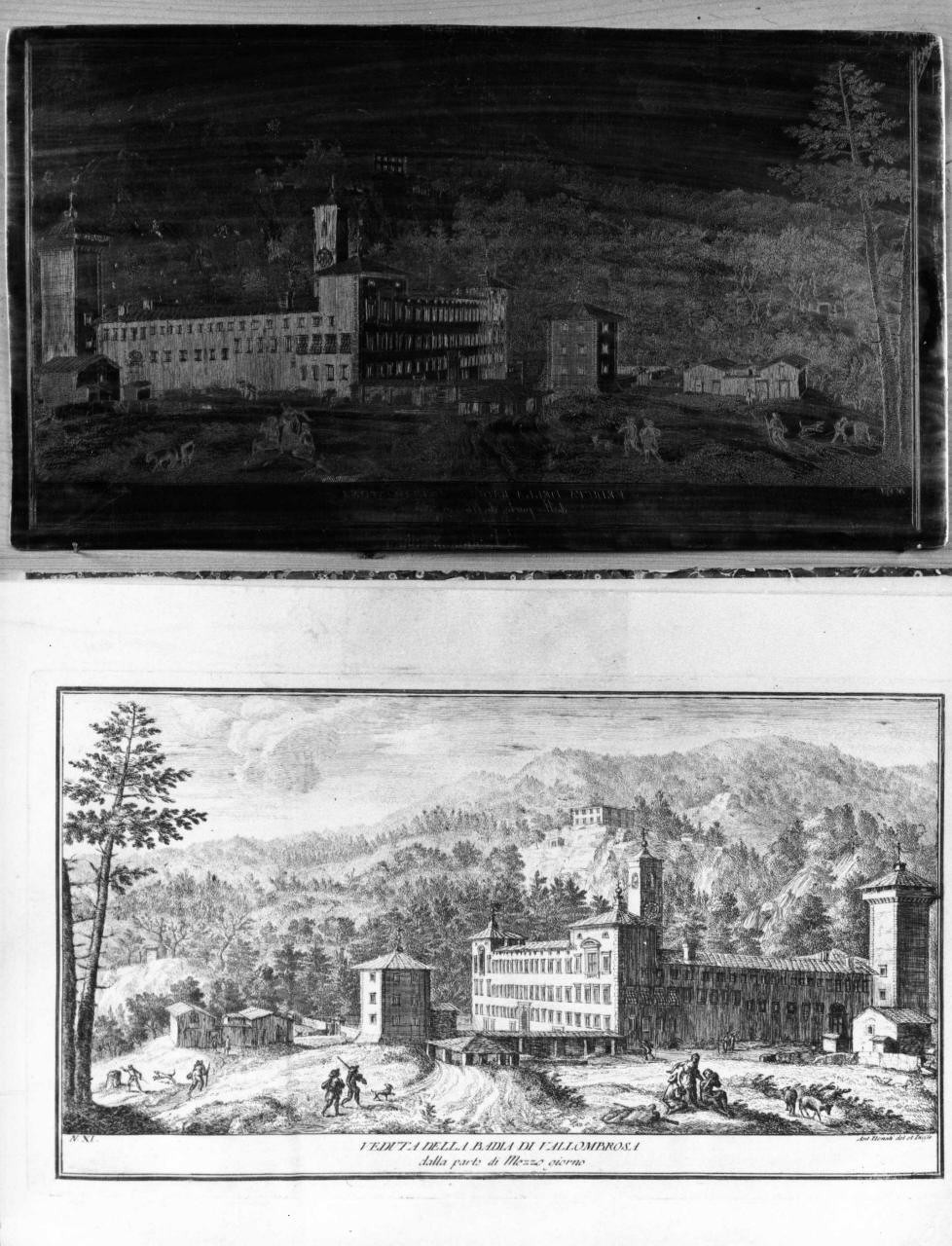 veduta del Monastero di Vallombrosa (matrice incisa) di Donati Antonio (fine/ inizio sec. XVIII)