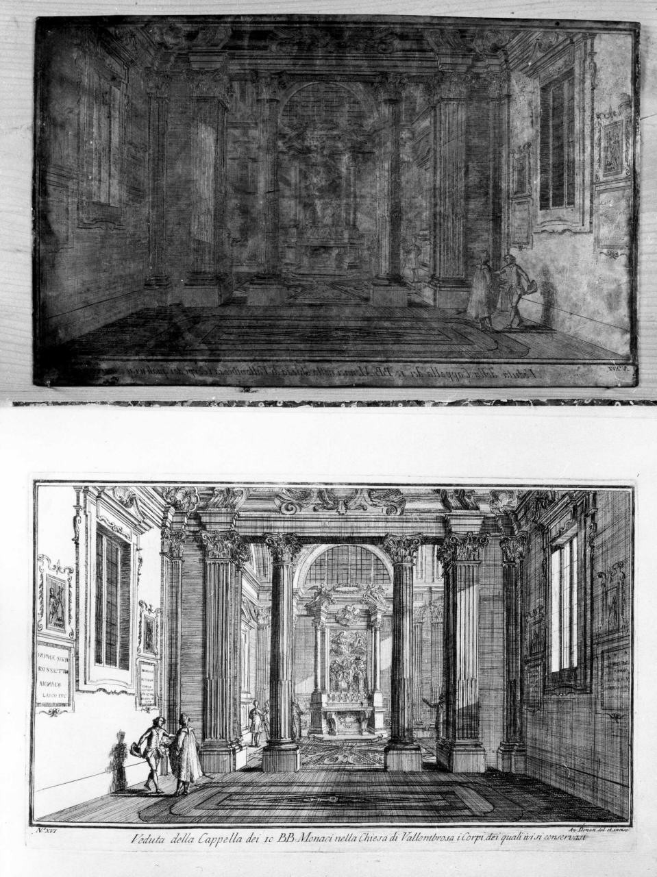 interno dell'Abbazia di Vallombrosa (matrice incisa) di Donati Antonio (fine/ inizio sec. XVIII)