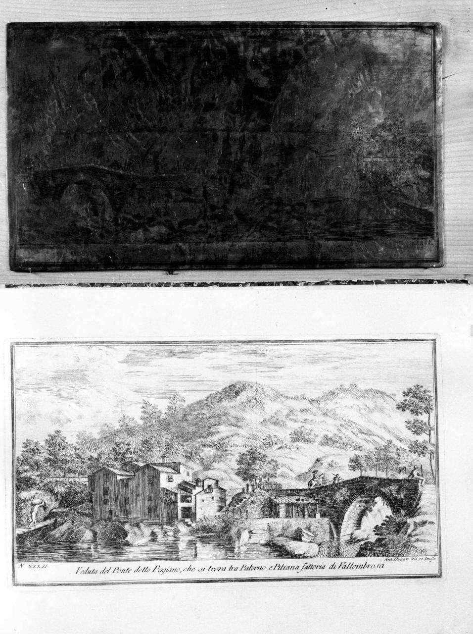 paesaggio (matrice incisa) di Donati Antonio (fine/ inizio sec. XVIII)