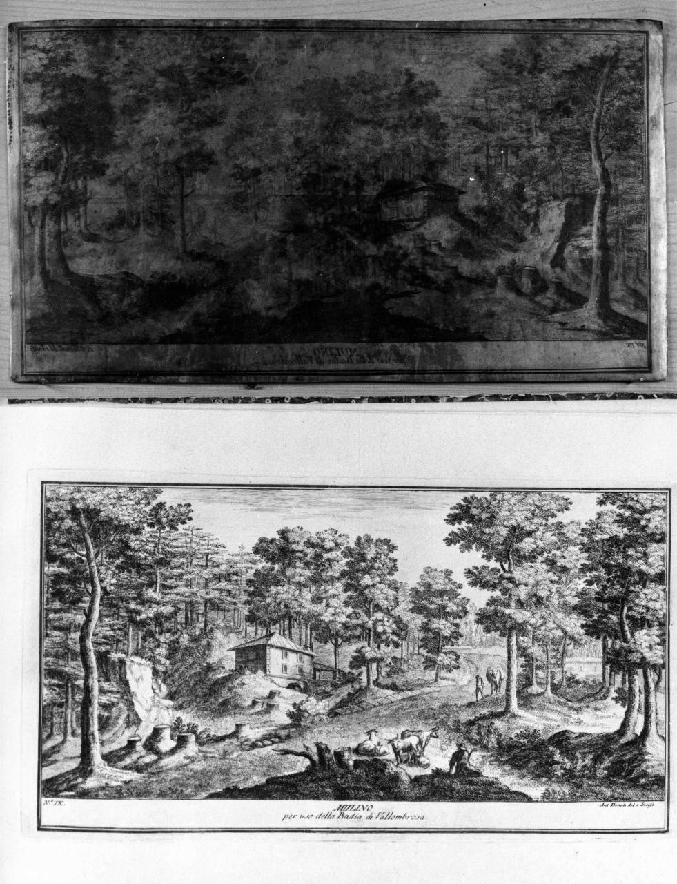 paesaggio (matrice incisa) di Donati Antonio (fine/ inizio sec. XVIII)