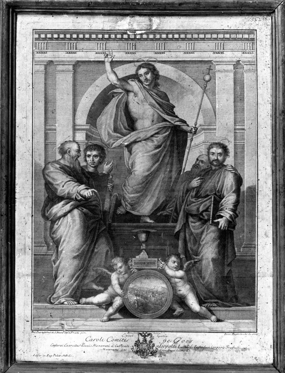 Salvator Mundi, Cristo Salvatore (stampa) di Cecchi Giovan Battista, Benvenuti Gaetano, Fra Bartolomeo (sec. XVIII)