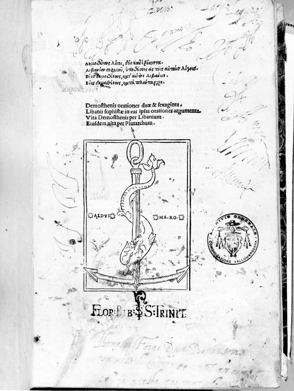 ancora con delfino (stampa) - ambito veneto (sec. XVI)