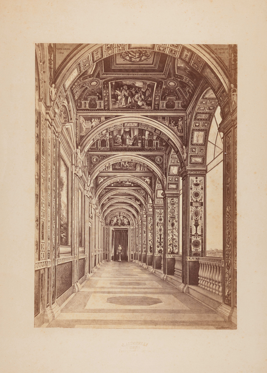 Mantovani, Alessandro. Nuova loggia Pia al Vaticano - Pittura (positivo) di Altobelli, Gioacchino (XIX)