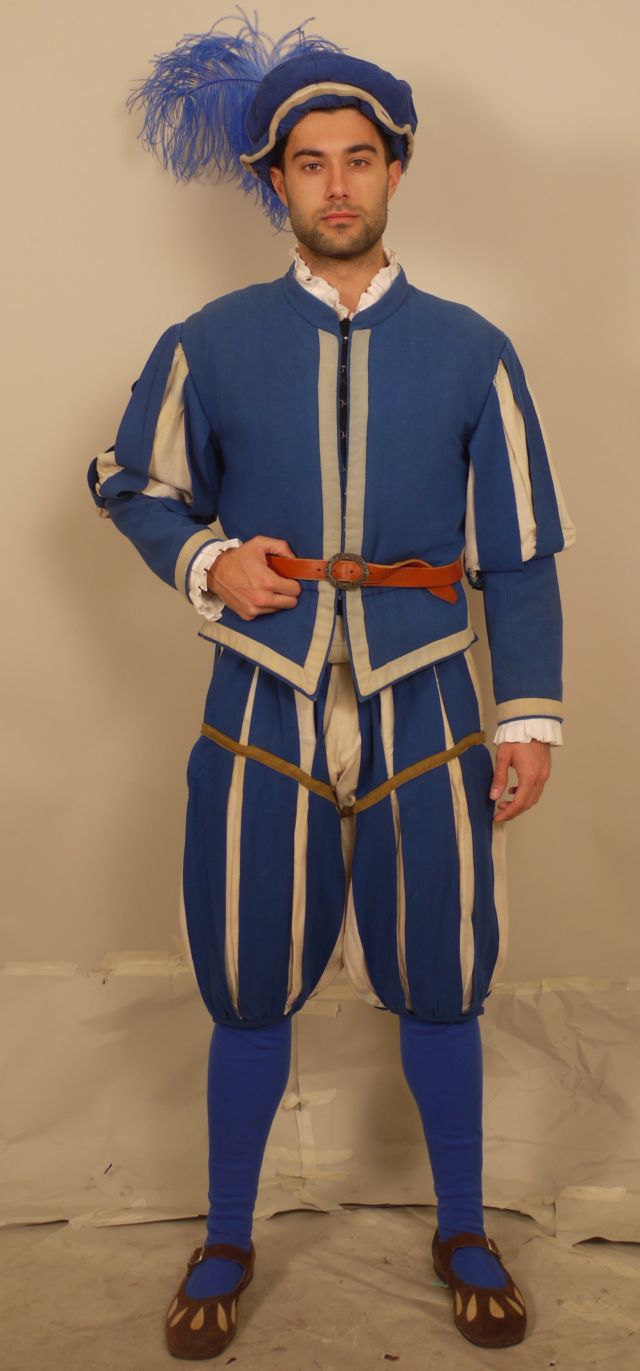 Giudice di Campo Azzurro (Costume maschile del Corteo Storico della Repubblica Fiorentina / Giudice di Campo Azzurro, Costume realizzato per fini di rievocazione storica, ABBIGLIAMENTO E ORNAMENTI DEL CORPO/ VESTIMENTI) - manifattura toscana