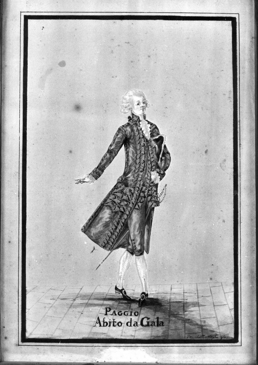 paggio (disegno, serie) di Minghi Giovan Battista (fine sec. XVIII)