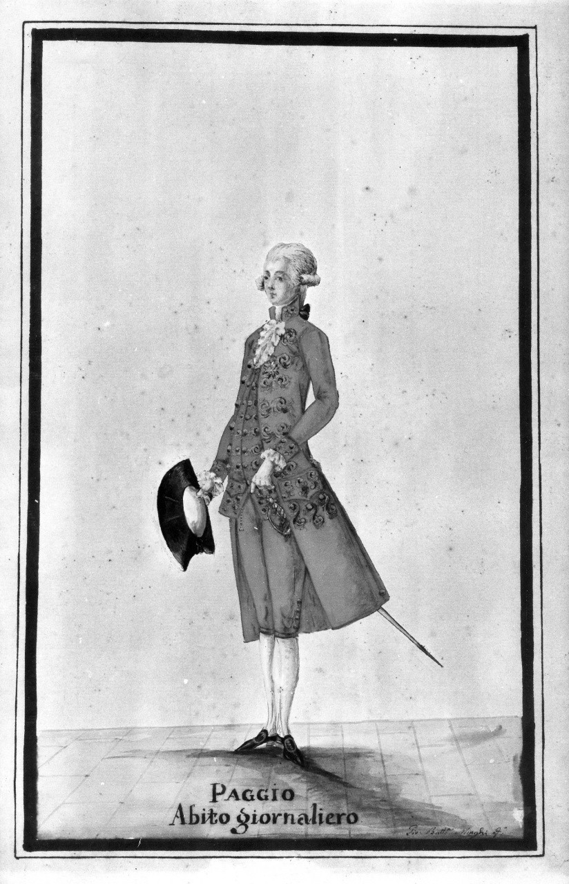 paggio (disegno, serie) di Minghi Giovan Battista (fine sec. XVIII)